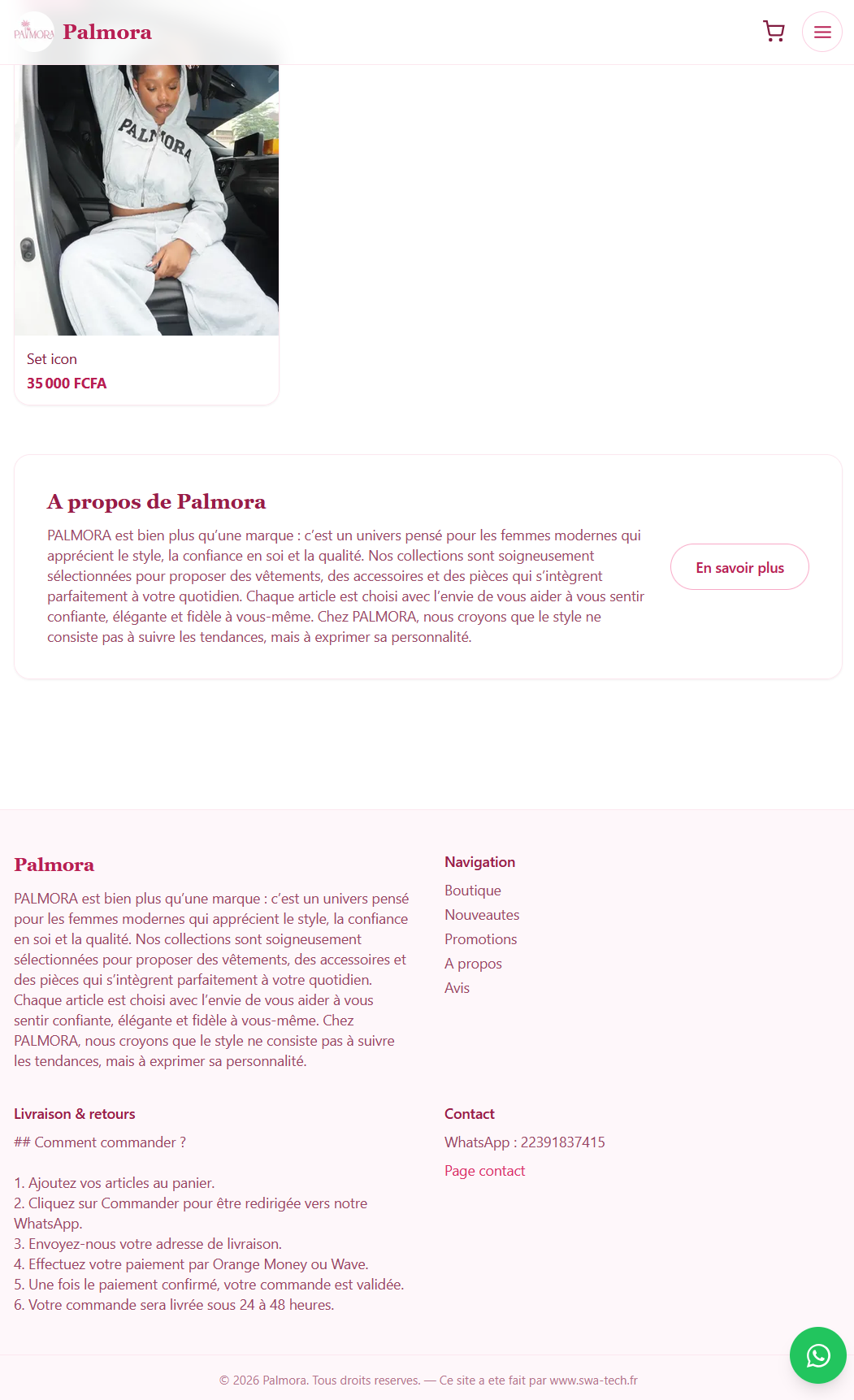 Site Pallmora - aperçu secondaire
