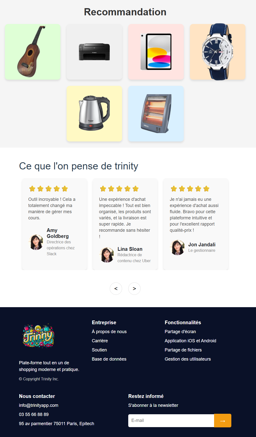 Trinity - panier d'achat
